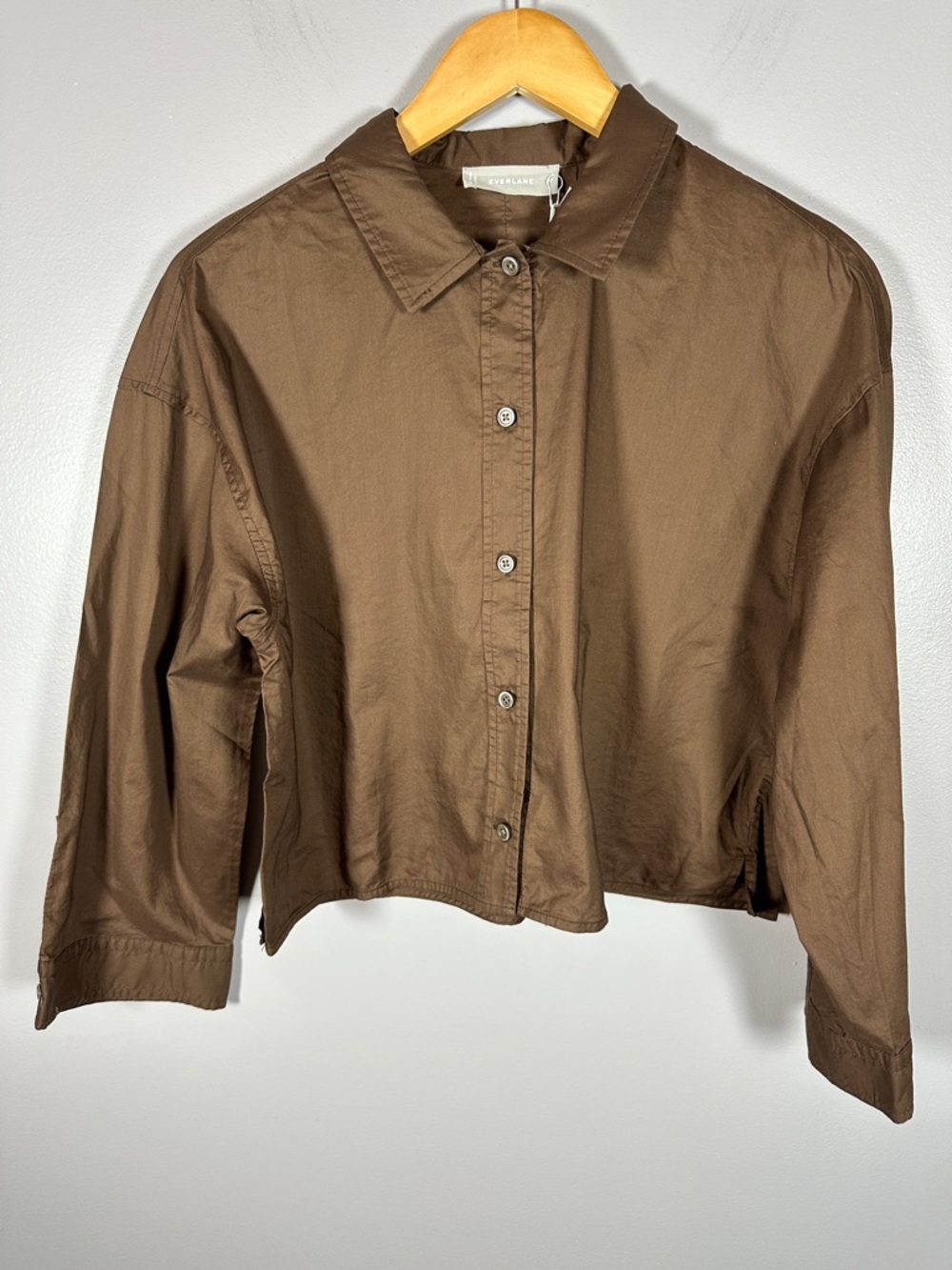 Everlane The Woven PJ Top Cropped Chestnut Size Extra Small XS NWT - Picture 3 of 9